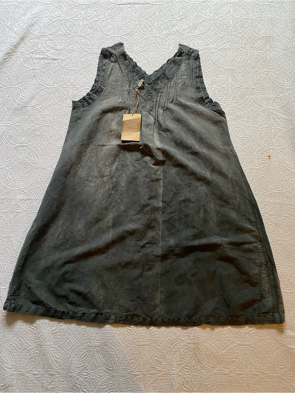 NWT - Magnolia Pearl Charcoal Eyelet Trim Smock Dress